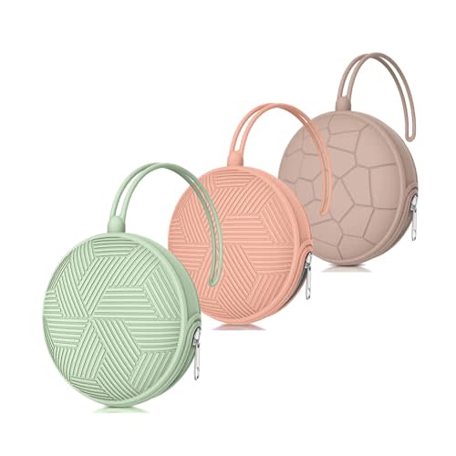 Smlpuame 3 Pack Pacifier Holder Case,Silicone Portable Pacifier Cover Pouch Bag for Diaper Bags Baby Carriage,Pacifier Storage Container Box,Easy to Clean(Mint+Blush+Vivid Tangerine)