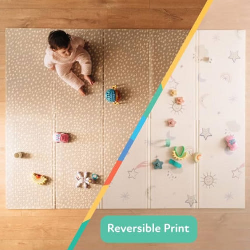 Nuby Reversible Baby Floor Mat - Foldable and Lightweight Baby Play Mat for Floor - Easy Storage and Travel - Stars and Sky