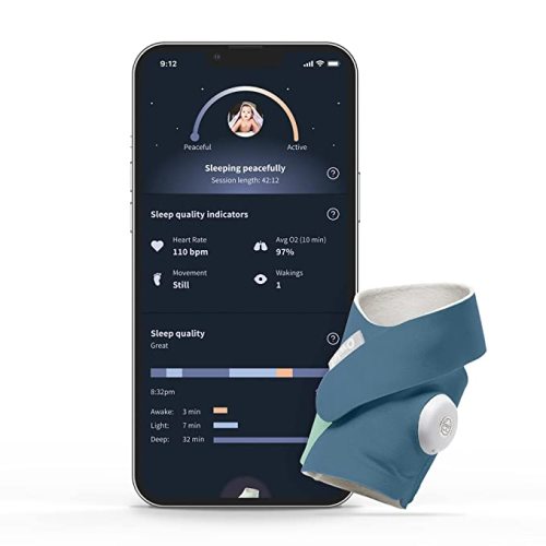 Owlet Dream Sock® - FDA-Cleared Smart Baby Monitor - Track Live Pulse (Heart) Rate, Oxygen In Infants - Receive Notifications - Bedtime Blue - Dream Sock Bedtime Blue