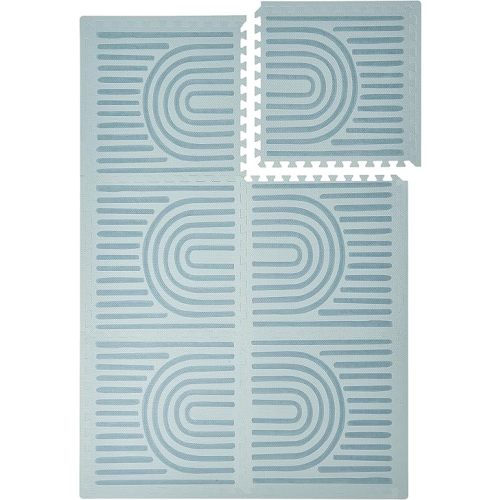 Toddlekind Playmat - Premium Foam Playmat, 4 x 6 feet, 6 Tile Extra Thick Foam Floor Puzzle Mat for Babies/Toddlers Stylish, Non-Toxic, Odorless. Perfect for Tummy Time, Crawling, and Play. Ideal for Nursery and Playroom. 0m+ (Blue)