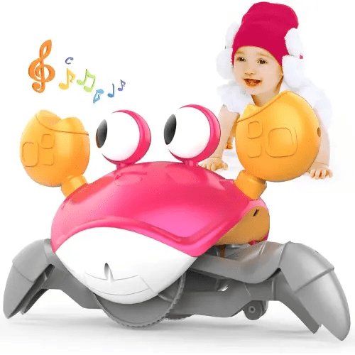 Yeaye Crawling Crab Baby Toys Infant - Tummy Time Toy Gifts for 3 4 5 6 7 8 9 10 11 12 Boy Girl with Learning Crawl System Music for 0-6 6-12 12-18 36 Months Walking Toddler Birthday Gift(Red)