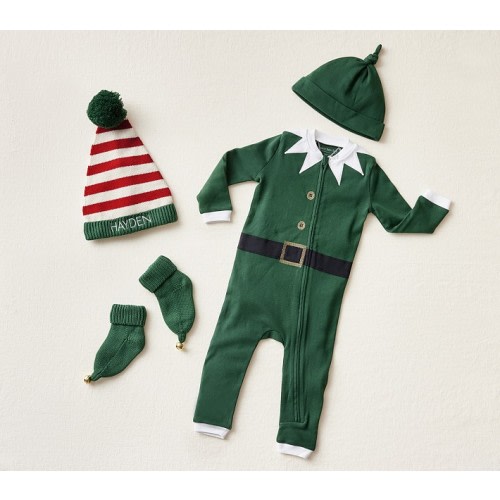 Santa's Helper Pajama, Hat and Bootie Set