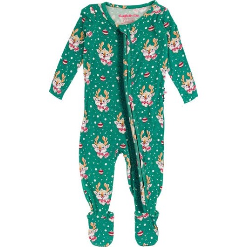 SoftSnooze Baby Girls Ruffle One Piece Footie Pajamas, 0-3M