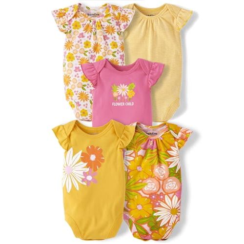The Children's Place unisex baby And Newborn Short Sleeve 100% Cotton Bodysuits