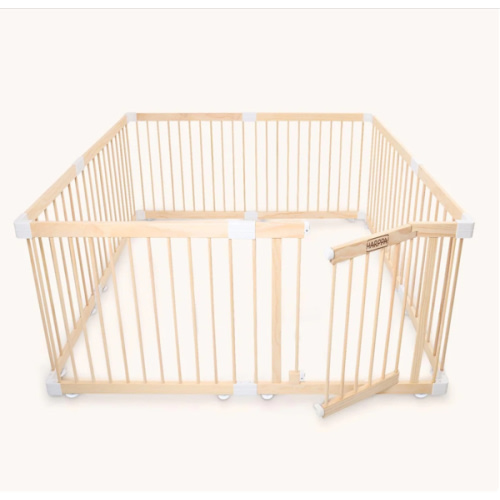 HARPPA Baby Gate Playpen, Foldable Wooden Play Gate, Non-Toxic Foldable Wooden Play Yard for Babies & Toddlers, Adjustable DIY Baby Fence, Large & Small Safe Play Area, Easy-Assembly Natural Finish Indoor Playpen, DIY Playpen Foldable Wooden Playpen, Adju