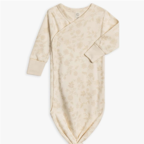 Colored Organics Baby 100% Organic Cotton Newborn Knotted Gown - Infant Indy Kimono Wrap Front Tie Knot with Mitten Cuffs