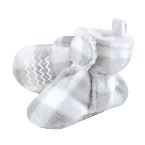 Hudson Baby Baby and Toddler Cozy Fleece and Faux Shearling Booties, Gray White Plaid