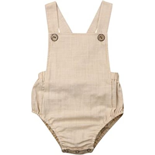 Newborn Baby 1 Piece Summer Romper Baby Girl Boy Solid Color Jumpsuit Sleeveless Backless Overalls Outfits