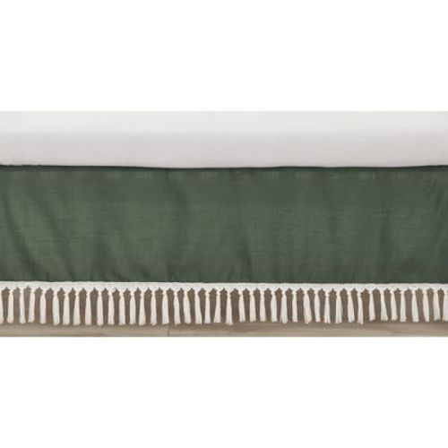 Sweet Jojo Designs Boy or Girl Gender Neutral Unisex Baby Crib Bed Skirt Boho Fringe Green and White