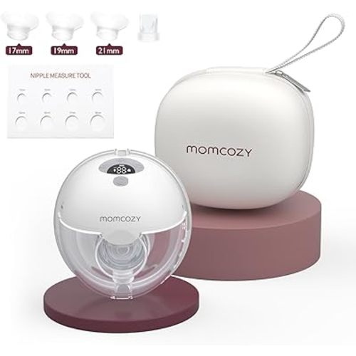 Momcozy M5 Hands-Free Wearable Breast Pump, Double-Sealed Flange for Baby-Like Comfort, 3 Modes & 9 Suction Levels, Portable Electric Pump – 24mm, 1 Pack Quill Gray