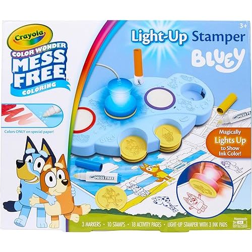 Crayola Magic Light Up Bluey Stamper Art Set, Mess Free Coloring & Stamping