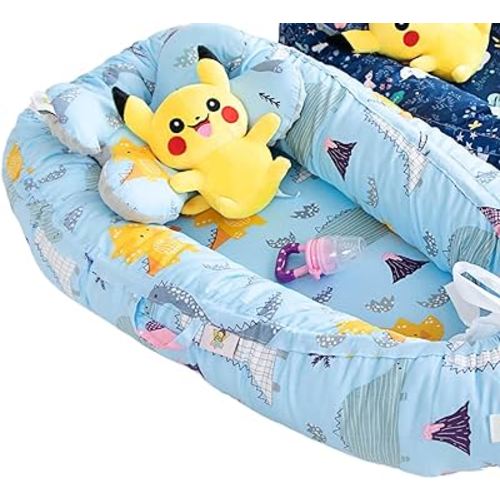 Baby Lounger| Sleeping Bed for Newborn| Baby Nest Sleeper| Ultra-Soft Baby Snuggle| Lounger for Co-Sleeping| Cotton Breathable Baby Nest | Newborn Lounger for 0-12 Months (Sky-Blue)