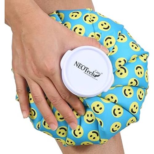 NeoTech Care Ice Bag, Screw Top Fillable, Reusable (Smiley Face Design, 8 inch)