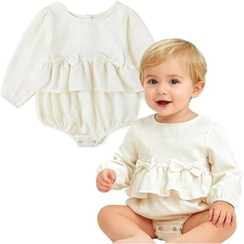 Simplee kids Baby Girls Linen Handmade Jumpsuit Summer Long Sleeve Jumpsuit Newborn Baby