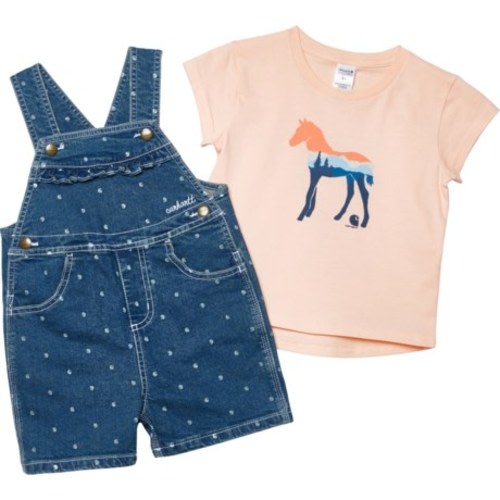 Carhartt Toddler Girls CG9883 Graphic T-Shirt and Shortalls Set - Short Sleeve