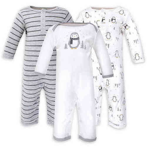 Hudson Baby®  - 3-6 Months 3-Pack Penguin Long Sleeve Coveralls in GreyHudson Baby®