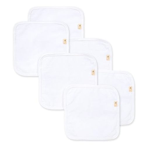 Burt's Bees Baby Washcloths, Absorbent Knit Terry, Super Soft 100% Organic Cotton - Cloud White - 6-Pack - Solid