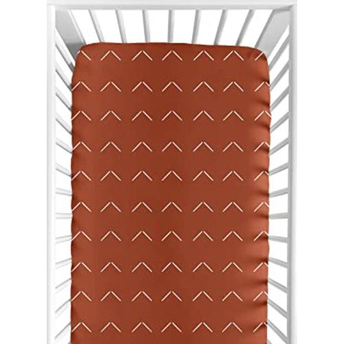 Sweet Jojo Designs Boho Arrow Boy Girl Fitted Crib Sheet Baby Toddler Bed Nursery - Burnt Orange Rust Modern Bohemian Farmhouse Southwest Shabby Chic Designer Arrows Geometric Diamond Tuft Collection