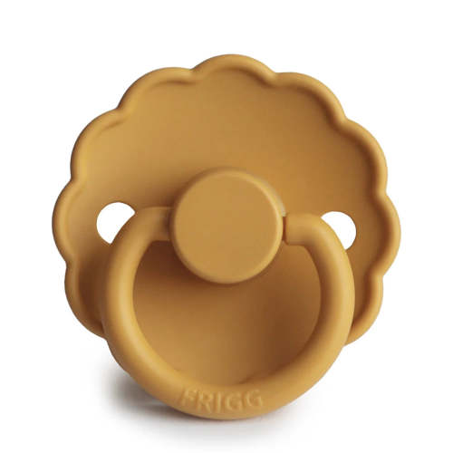 FRIGG Round Pacifier - Daisy Latex Size 2 - Honey Gold