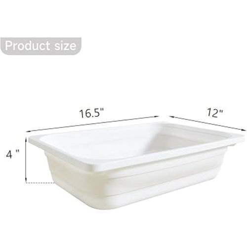 Beright Collapsible Storage Bin, Wash Basin Folding Dish Tub Sink, Space Saving for Dishing, Fruit and Camping, Hiking and Home, White, Large, 1 Pack
