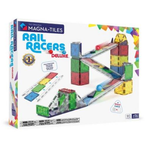 MAGNA-TILES Rail Racers Deluxe Magnetic Building Set: Educational Focus on Math & Engineering 90pc