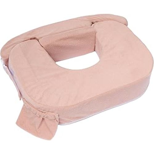 My Brest Friend Twin Nursing Pillow - Enhanced Comfort with Slipcover - Ergonomic Breastfeeding Pillow for Ultimate Support - Adjustable Nursing Pillow with Handy Side Pocket, Soft Rose
