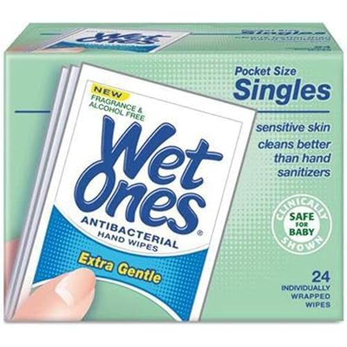 WET ONES Sensitive Skin Hand Wipes, Singles Extra Gentle Fragrance & Alcohol Free 24 ea