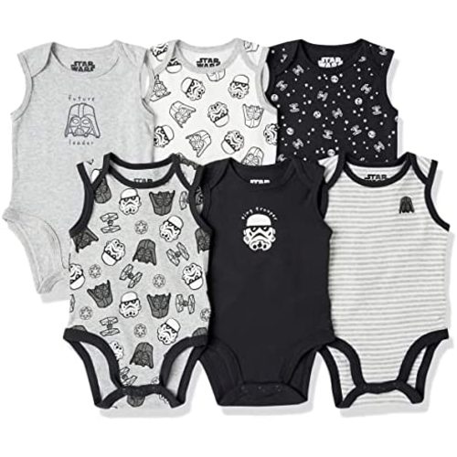 Amazon Essentials Disney | Marvel | Star Wars Unisex Babies' Sleeveless Bodysuits, Pack of 6
