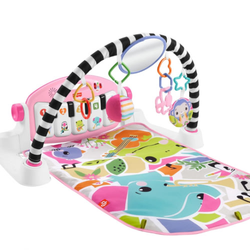 Fisher-Price Baby Playmat Glow and Grow Kick & Play Piano Gym, Pink Musical Learning Toy with Developmental Activities for Newborns 0+ Months