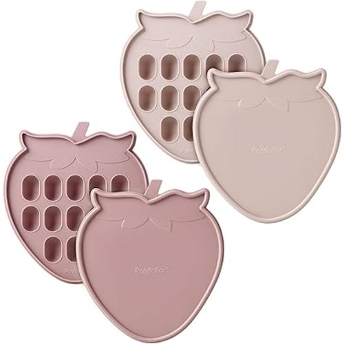 PandaEar 2 Pack Baby Food Freezer Tray with Lid, Silicone Baby Fruit Food Feeder Teether Tray, 13 x 0.5 oz Baby Food Storage Container Ice Cube Tray Maker for Homemade Baby Food & Breast Milk