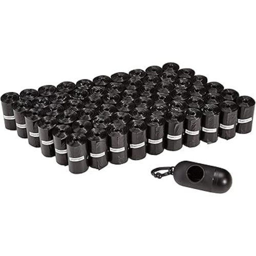 Amazon Basics Dog Poop Bags with Dispenser, 600 Count, Enhanced for Guaranteed Leakproof, Unscented, Includes Leash Clip