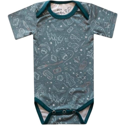Copper Pearl Short Sleeve Bodysuit Baby: Ultra Soft Bodysuits for Newborns, Boys, Girls, and Infants - Stylish, Comfortable, Overlap Shoulders, Premium Knit Fabric - Hogwarts™, Newborn