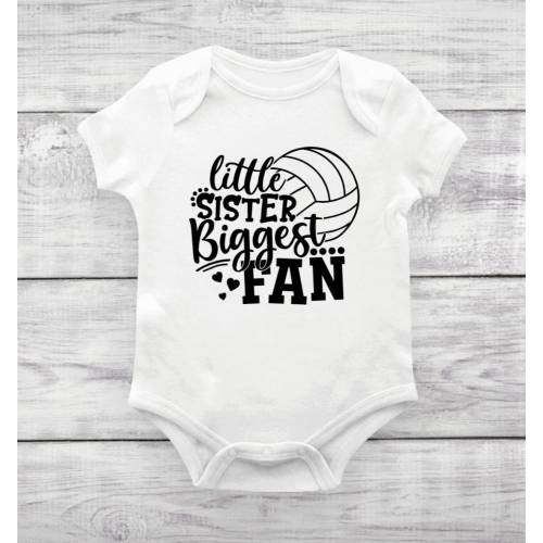 Volleyball Little Sister Biggest Fan Baby Bodysuit, Volleyball Baby Outfit, Cute Volleyball Season Baby Gift