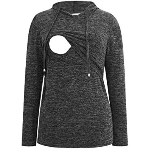 Smallshow Women's Nursing Tops Long Sleeve Breastfeeding Shirt Hoodie