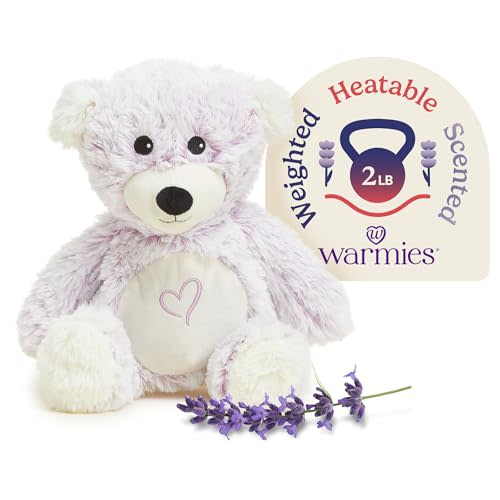 warmies Microwavable & Weighted Stuffed Animals, Love Bear - Heated Stuffed Animal Plushie for Warmth & Comfort - Cute Soft Plush Toys for Adults & Children (Boys, Girls, Babies & Toddlers)