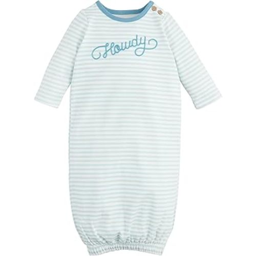 Mud Pie Children's Howdy Chainstitch Boy Gown; 0-3M