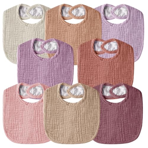 Wrrernsin Muslin Baby Bibs for Unisex Boys Girls, Cotton Drool Bibs, Adjustable Newborn Bibs for Drooling and Teething