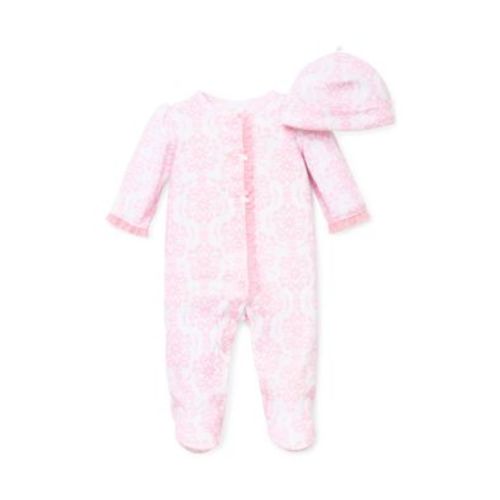 Baby Girls 2-Piece Pink Damask Footie Set
