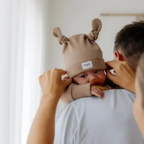 Double Knot Beanie - Chocolate, Size: NB