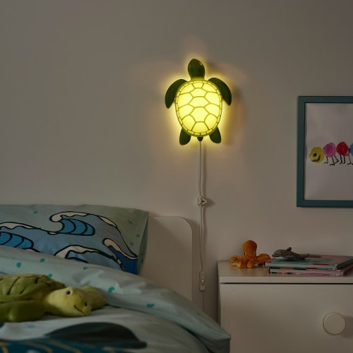 BLÅVINGAD LED wall lamp - turtle/green