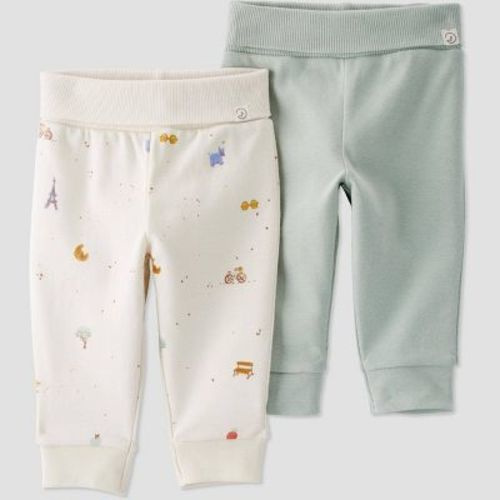 Little Planet by Carter’s Organic Baby 2pk Pants - White Mint, Size: 3M