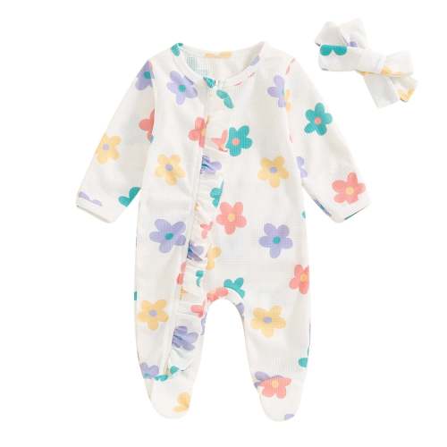 Baby Girls 2Pcs Long Sleeve Strawberry Flower Butterfly Print Frills Z – August + Willow