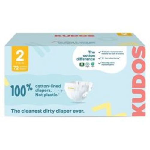 Kudos Chlorine Free Cotton-Lined Disposable Diapers - Size 2 - 72ct
