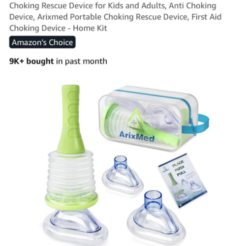 Choking Rescue Device for Kids and Adults, Anti Choking Device, Arixmed Portable Choking Rescue Device, First Aid Choking Device - Home Kit