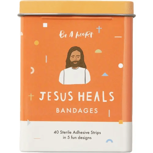 Be A Heart Original Jesus Heals Bandages, Kids Adhesive Bandages, Band-Aid for Kids (2 Bandage Tins)