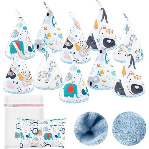 10 Pcs Coral Velvet Peepeeteepe Baby Boy with Storage Bag & Laundry Bag, Strong Water Absorption Pee Peep Teepee for Baby Boy, Reusable Pee Covers for New Parents Gift
