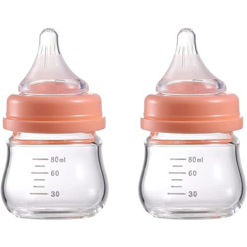 Baby Bottle Glass Natural Anti-Colic Bottles 2 Pack Closer to Breastfeeding for Newborn Babies Infant 0M+ 3Oz