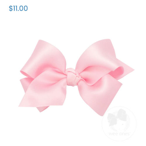 Small French Satin Girls Hair Bow (Knot Wrap) - LT PINK | Wee Ones Hair Bows & Accessories