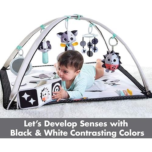 Tiny Love Baby Tummy Time Play Mat, Gymini Deluxe Baby Play Mats for Floor, Magical Tales Black & White Activity Gym