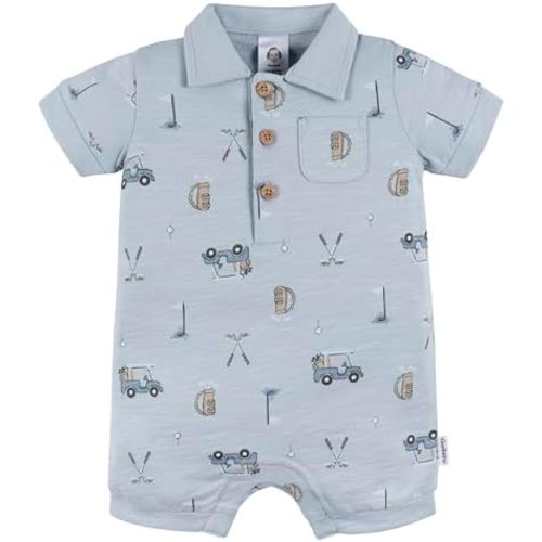 Gerber Baby Boys' Cotton Polo Romper